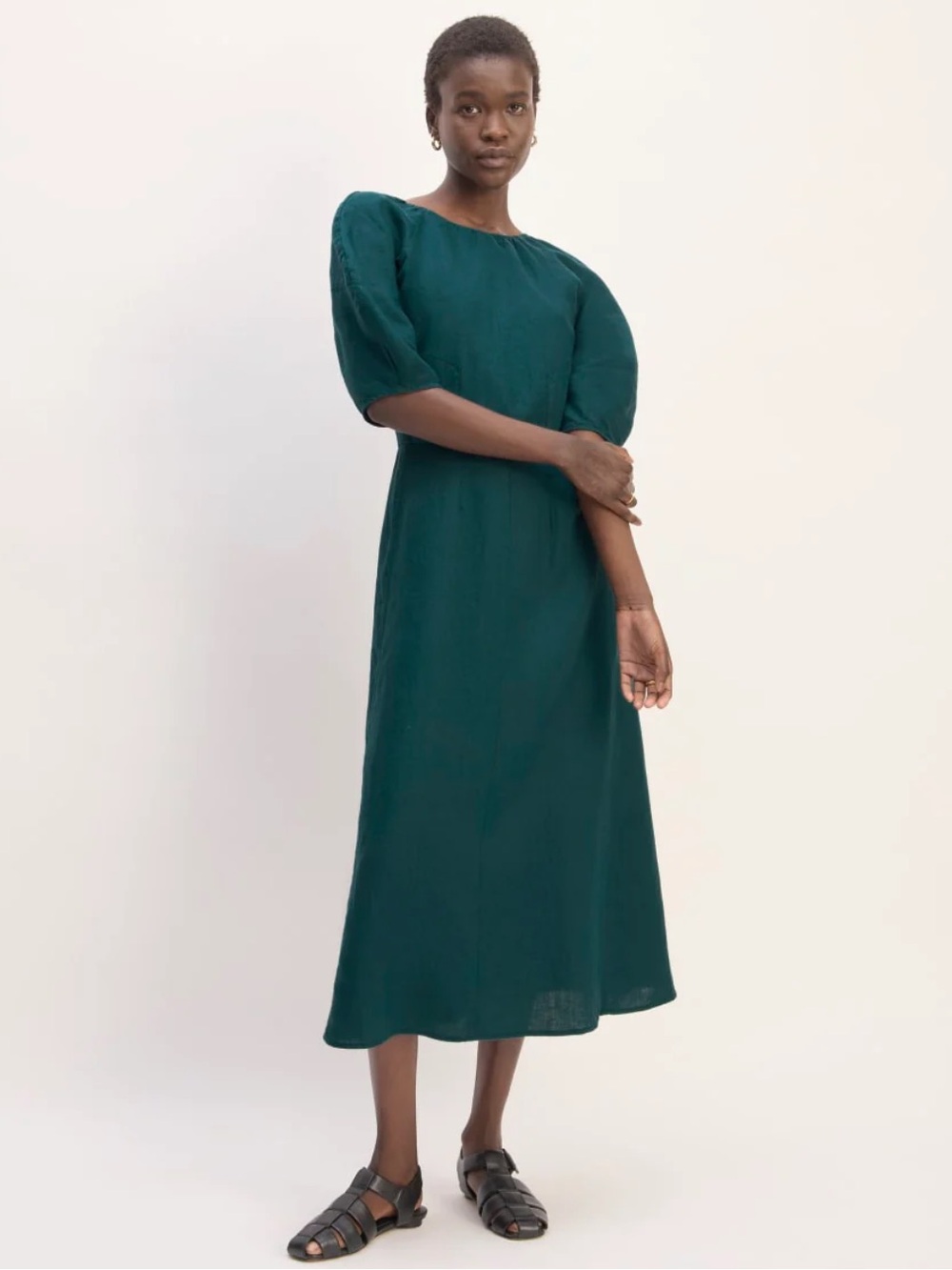 Everlane short sleeve linen midi dress